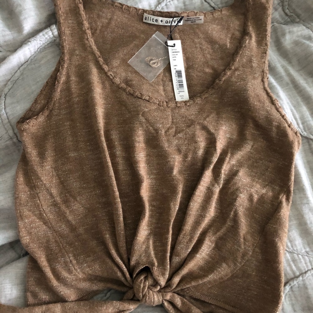 Alice & Olivia tie front crop top
